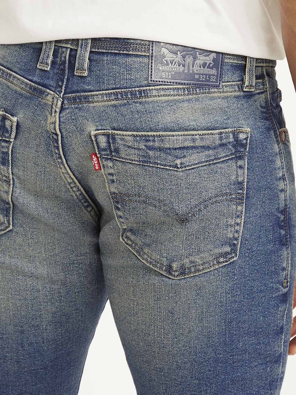 Men's 511 Blue Slim Fit Mid Rise Jeans - Image 5