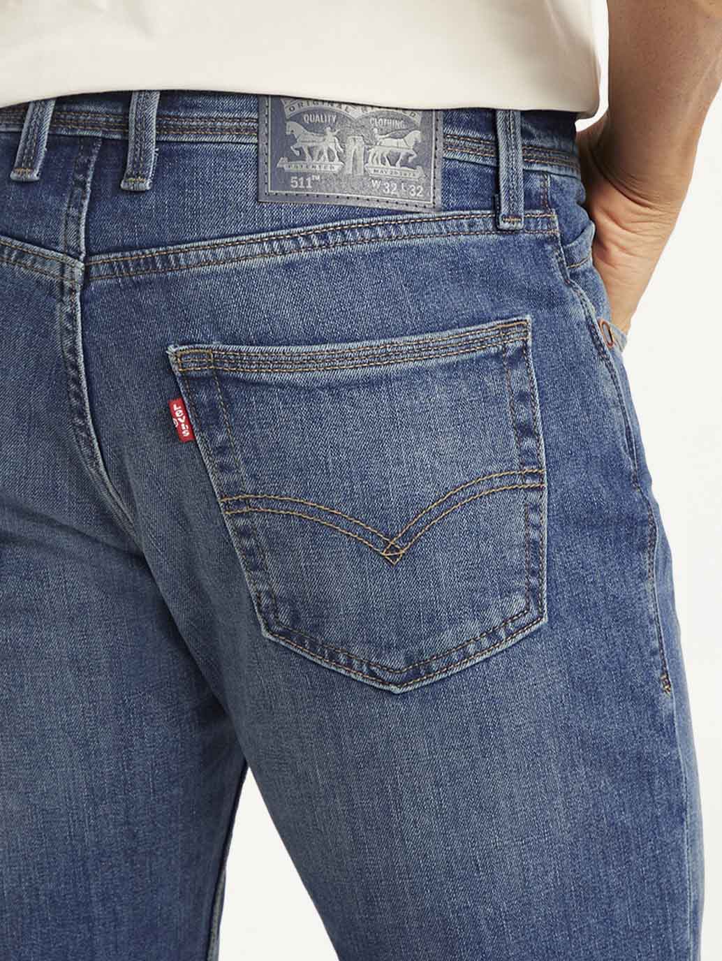 Men's 511 Blue Slim Fit Mid Rise Jeans - Image 5