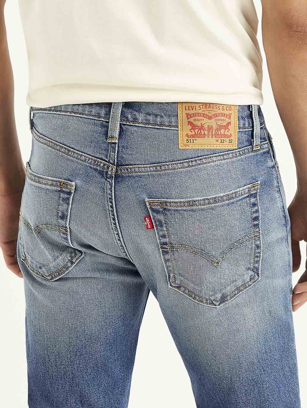 Men's 511 Blue Slim Fit Mid Rise Jeans - Image 5