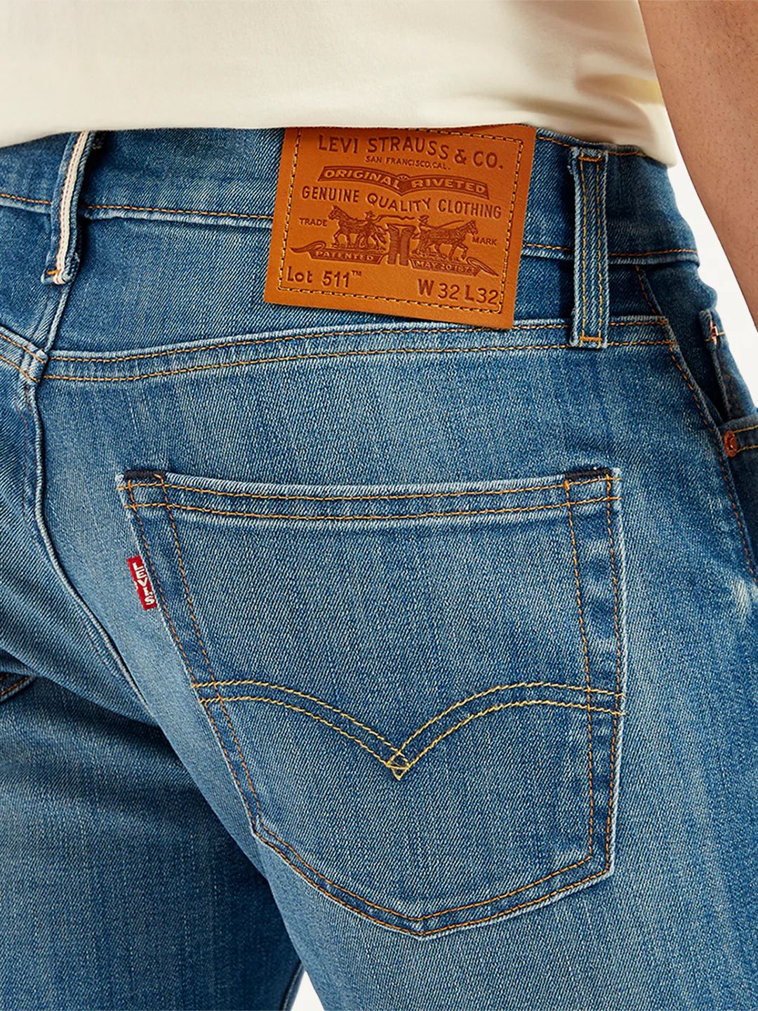Men's 511 Blue Slim Fit Mid Rise Jeans - Image 6
