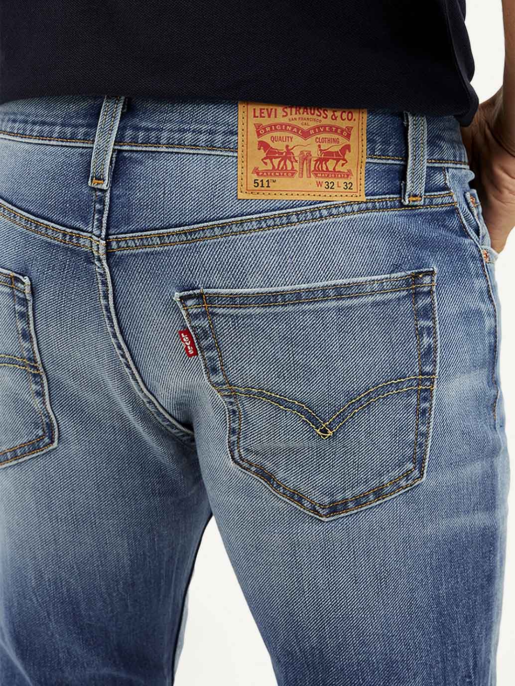 Men's 511 Blue Slim Fit Mid Rise Jeans - Image 5