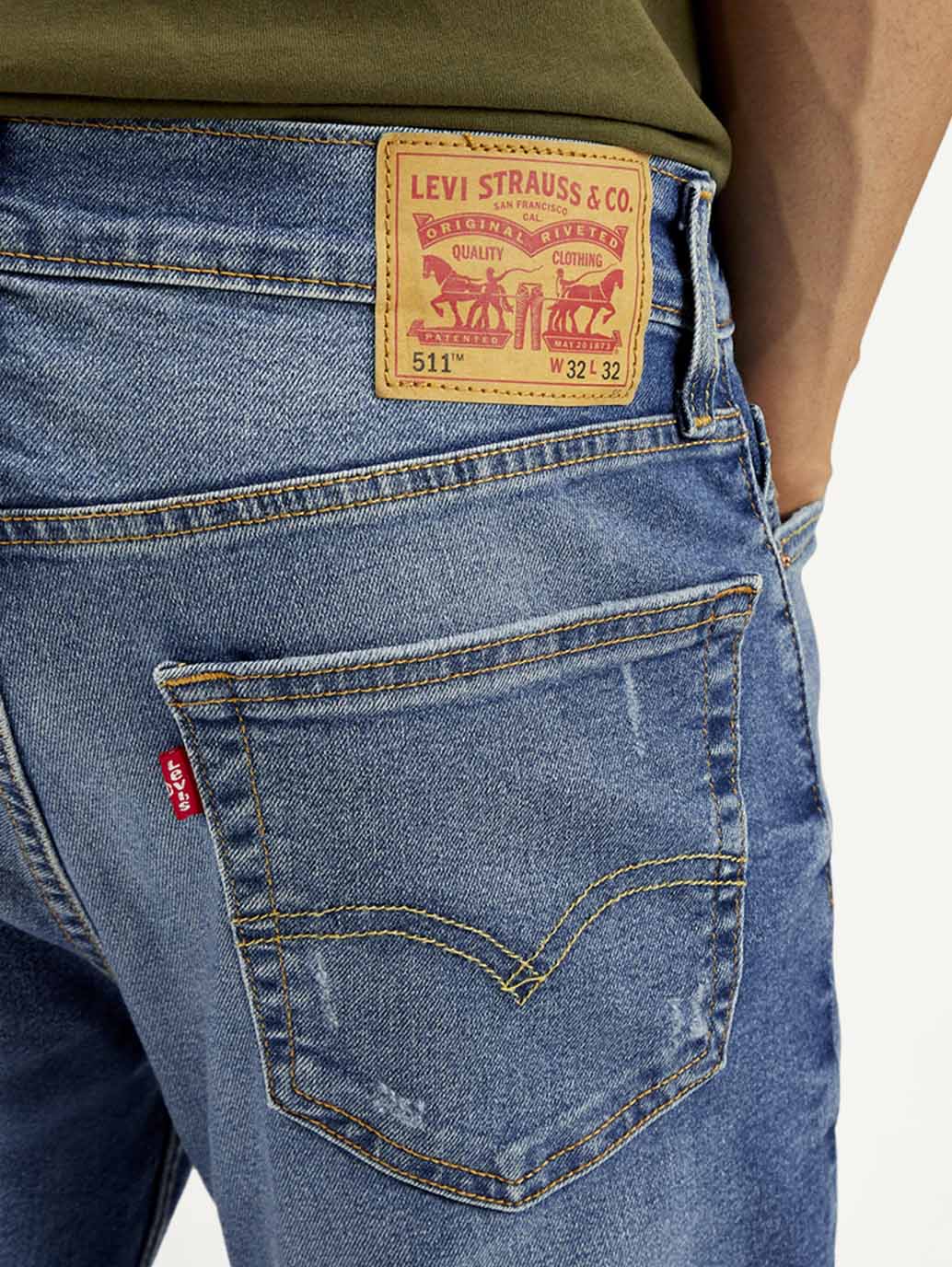 Men's 511 Blue Slim Fit Mid Rise Jeans - Image 5