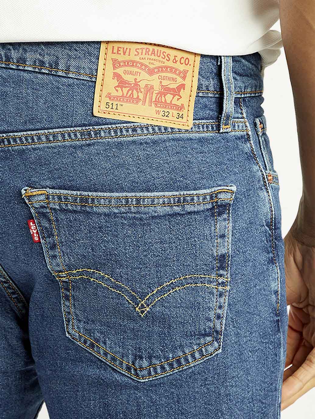 Men's 511 Blue Slim Fit Mid Rise Jeans - Image 6