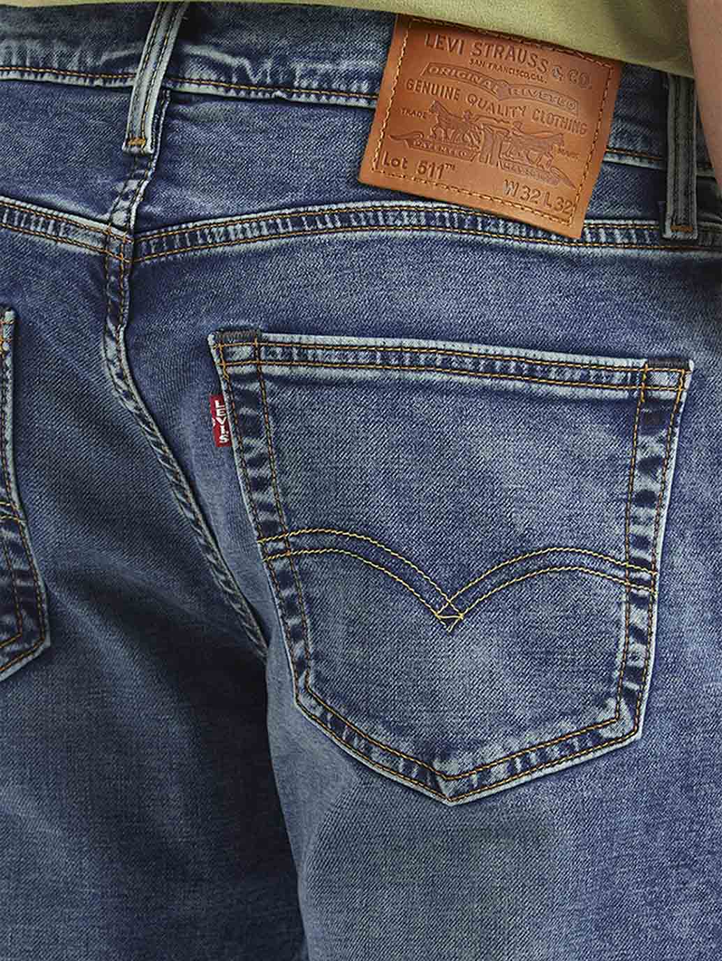 Men's 511 Blue Slim Fit Mid Rise Jeans - Image 5