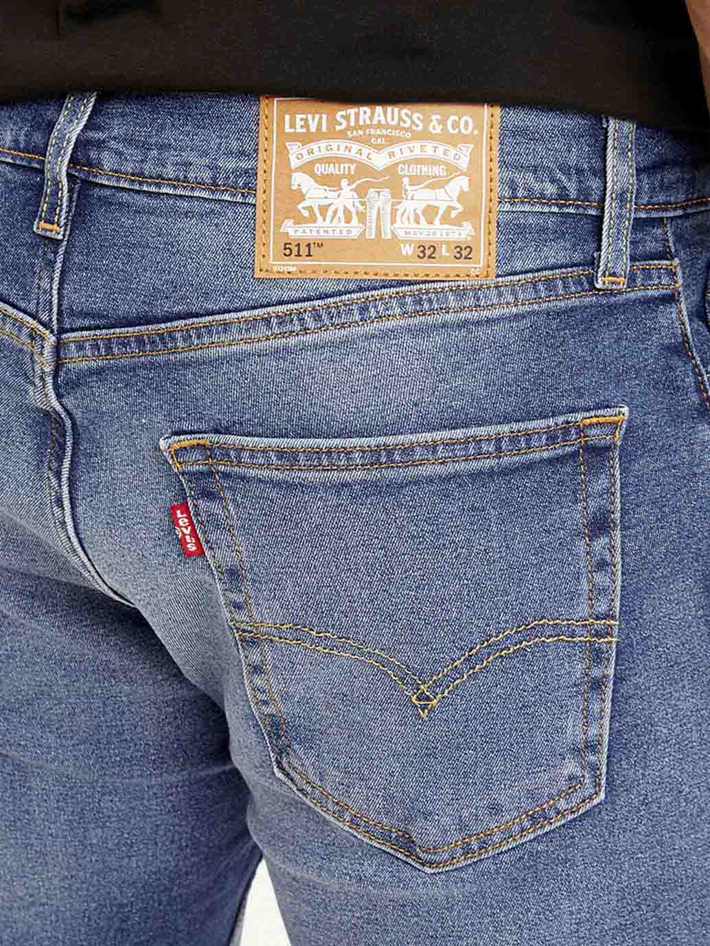 Men's 511 Blue Slim Fit Mid Rise Jeans - Image 5