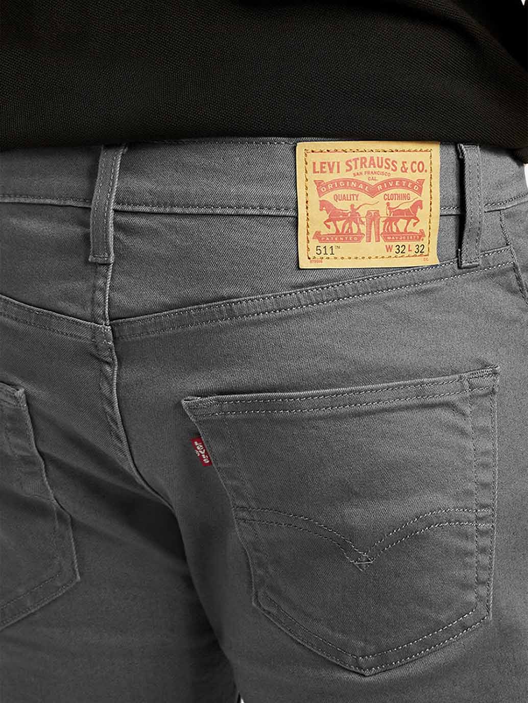 Men's 511 Charcoal Grey Overdyed Slim Fit Mid Rise Jeans - Image 5