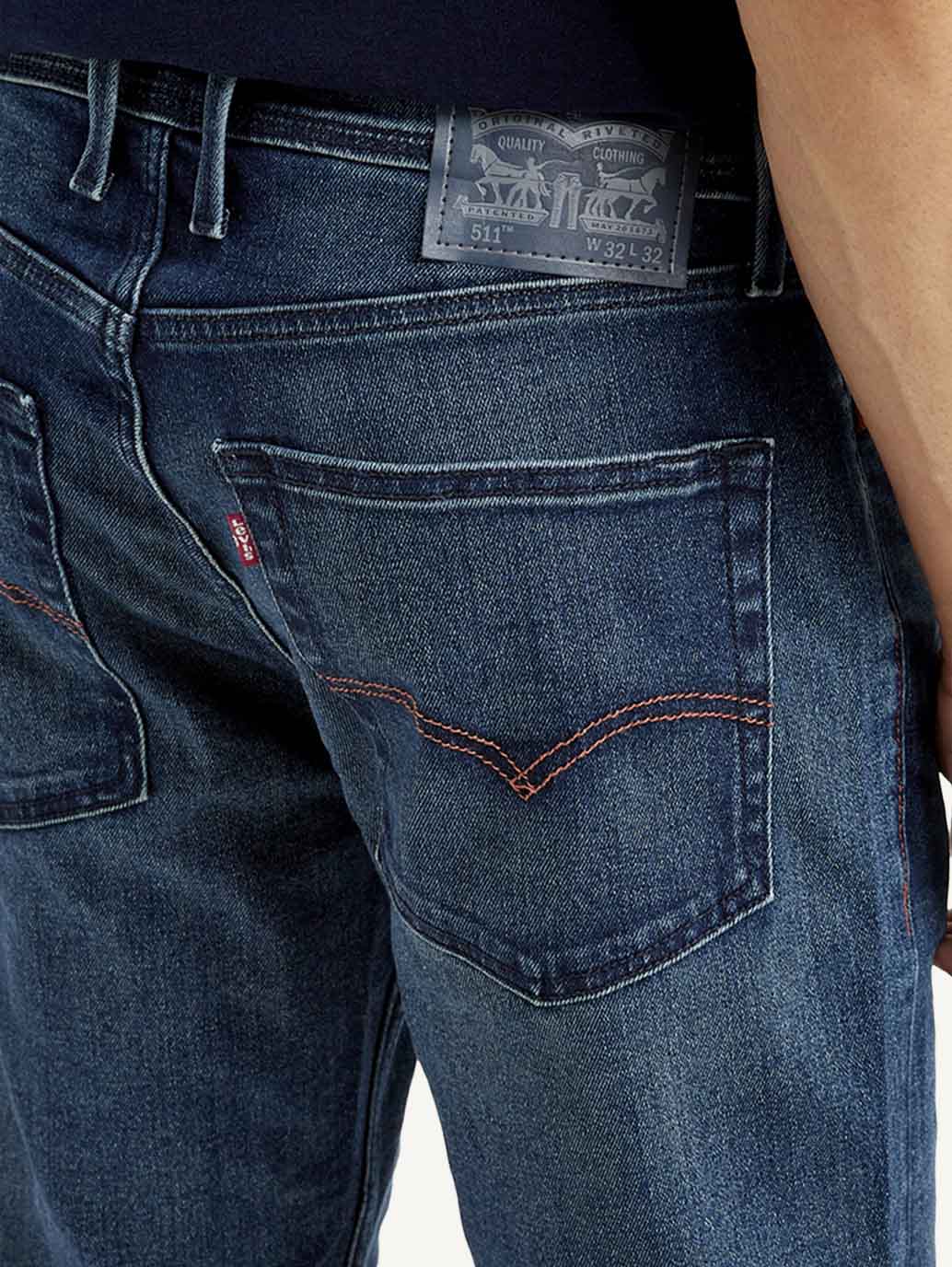 Men's 511 Dark Blue Slim Fit Mid Rise Jeans - Image 5