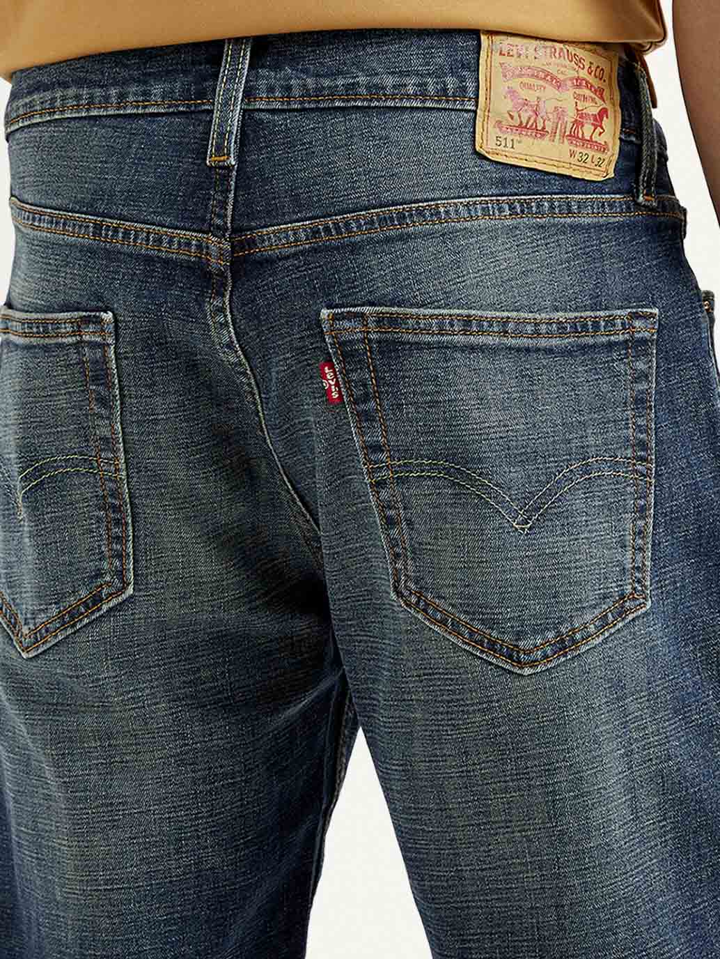 Men's 511 Dark Blue Slim Fit Mid Rise Jeans - Image 5