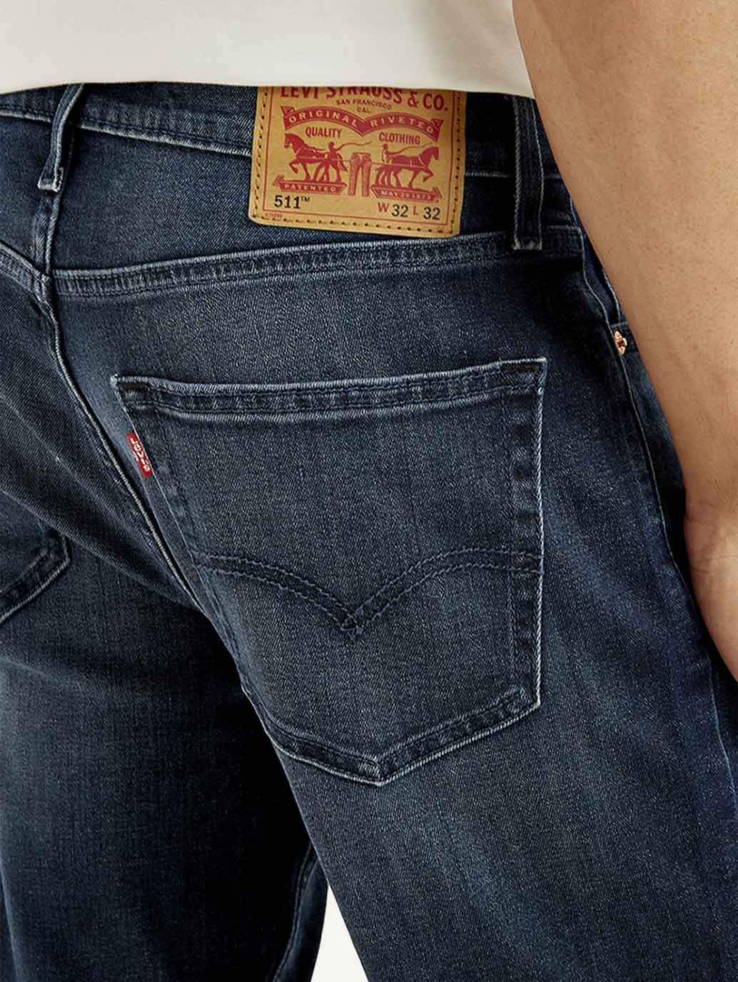 Men's 511 Dark Blue Slim Fit Mid Rise Jeans - Image 5