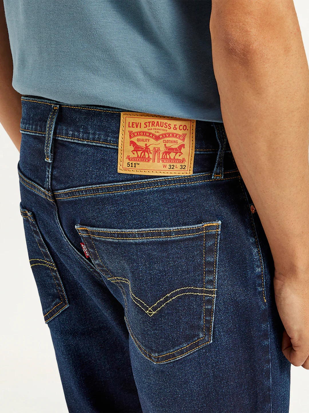 Men's 511 Blue Slim Fit Mid Rise Jeans - Image 6