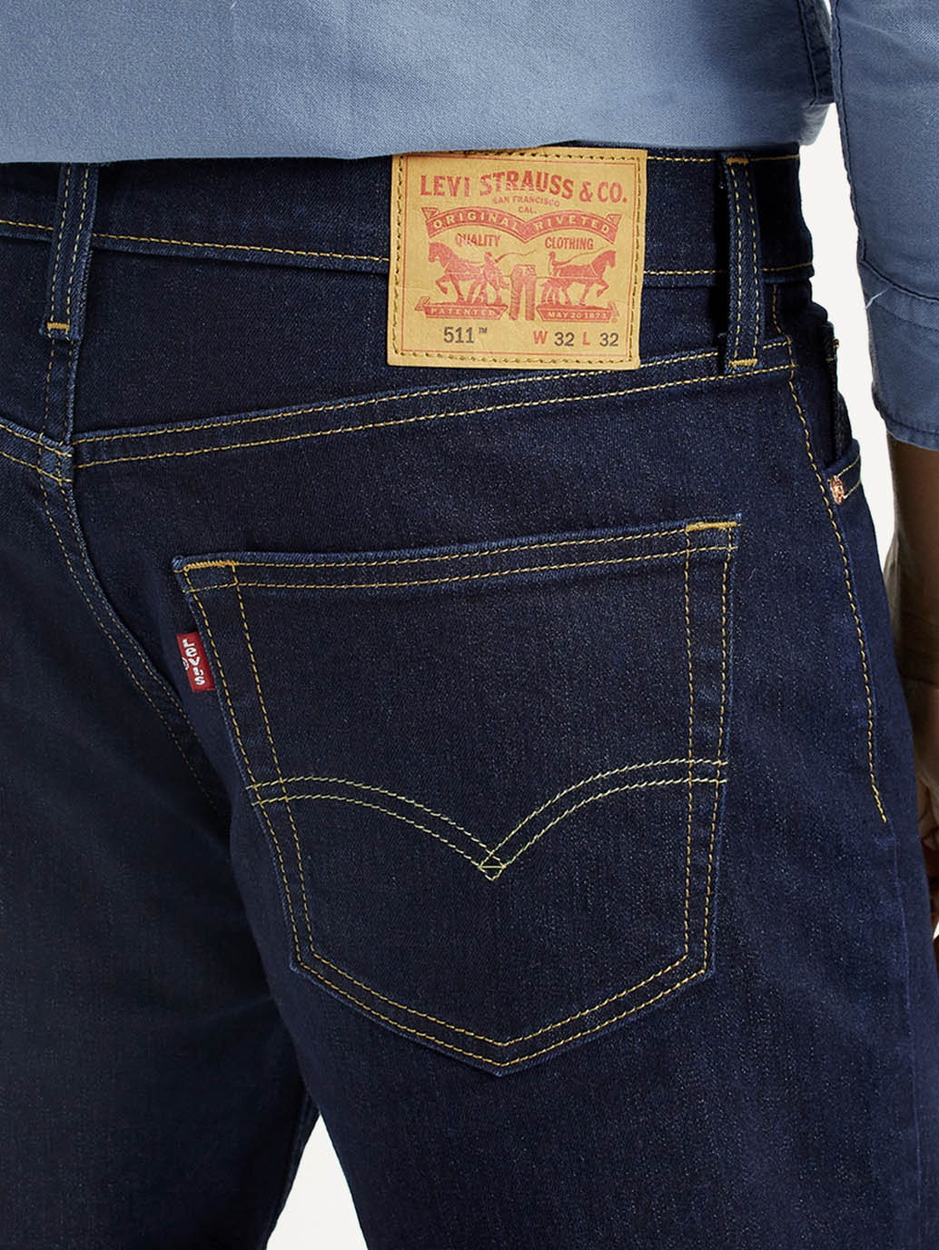 Men's 511 Dark Blue Slim Fit Mid Rise Jeans - Image 5
