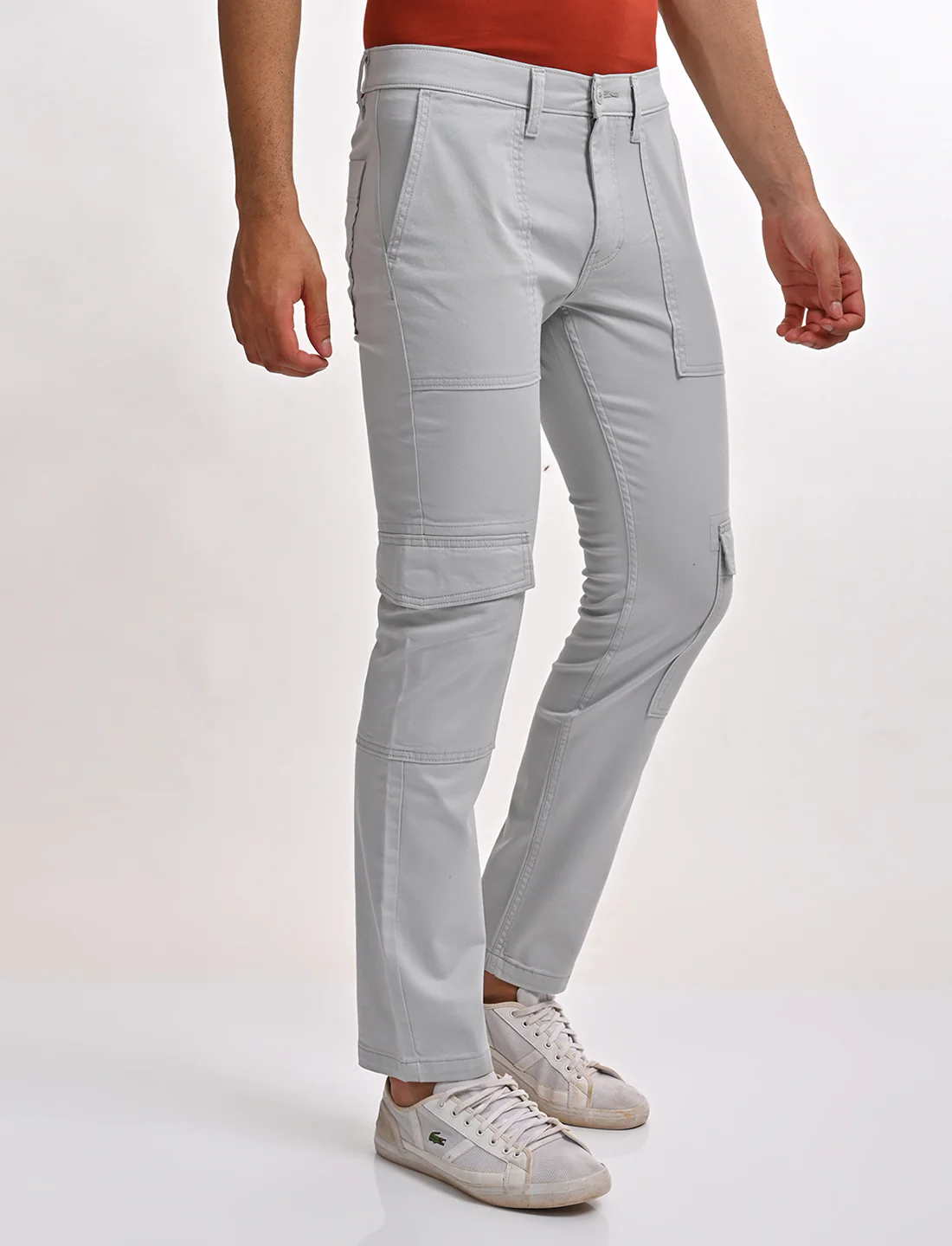 Men's 511 Slim Fit Light Grey Cargo Trousers - Image 5