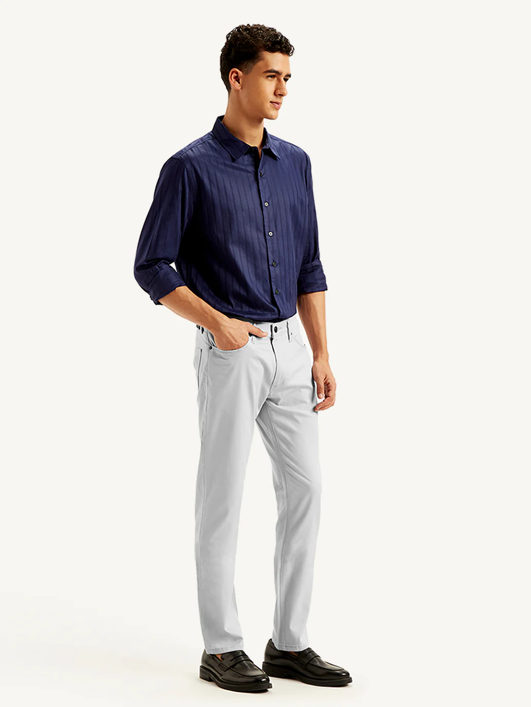 Men's Redloop 511 Light Grey Slim Fit Mid Rise Jeans - Image 7