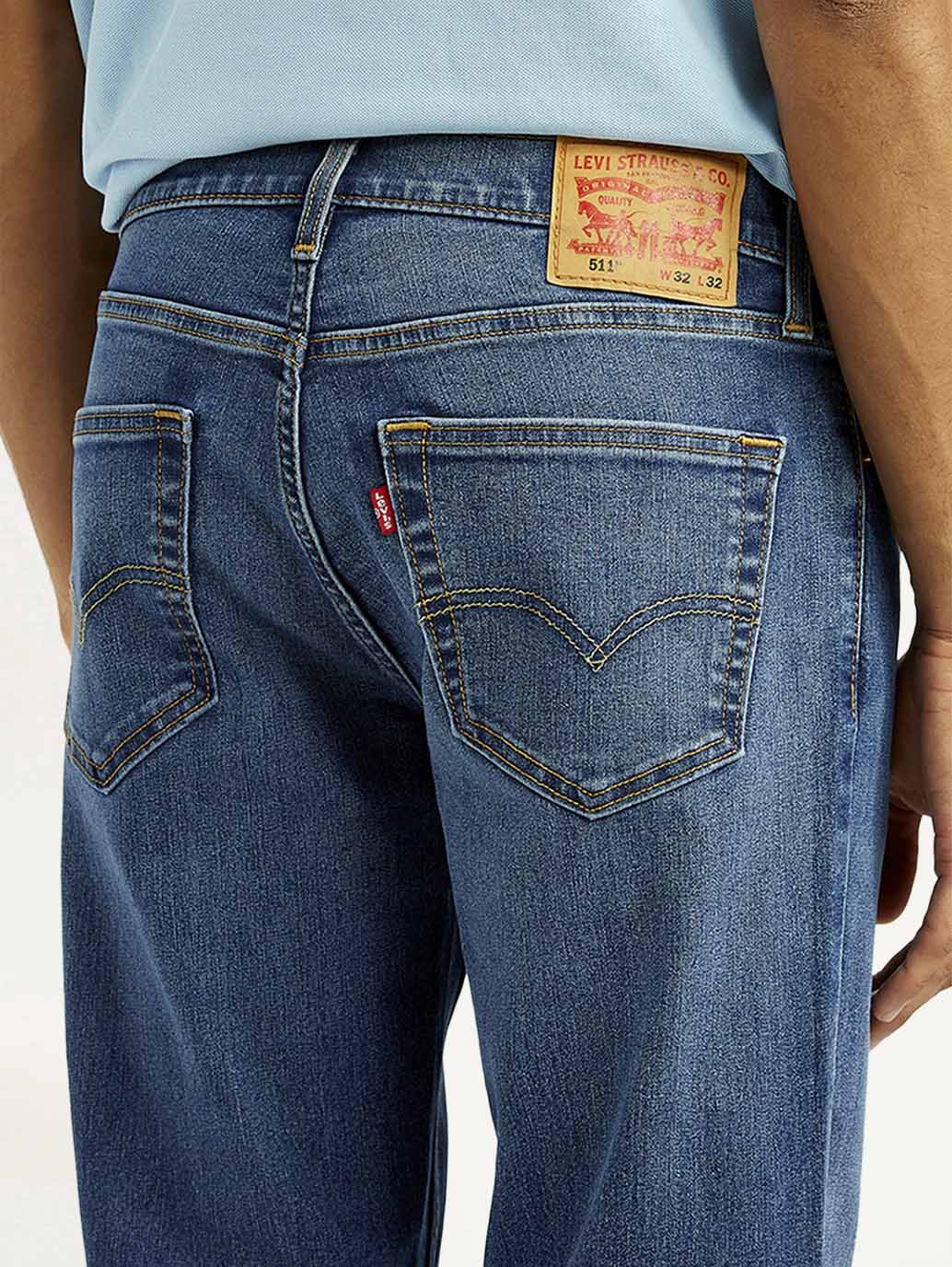 Men's 511 Med Indigo Slim Fit Mid Rise Jeans - Image 6
