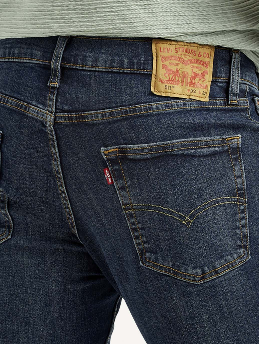 Men's 511 Dark Indigo Slim Fit Mid Rise Jeans - Image 5