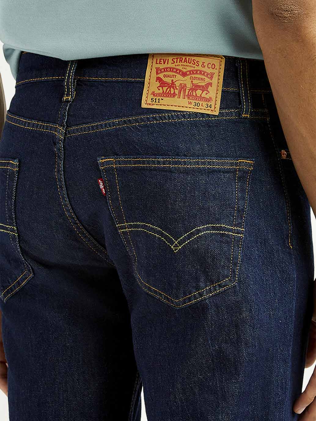 Men's 511 Dark Indigo Slim Fit Mid Rise Jeans - Image 5