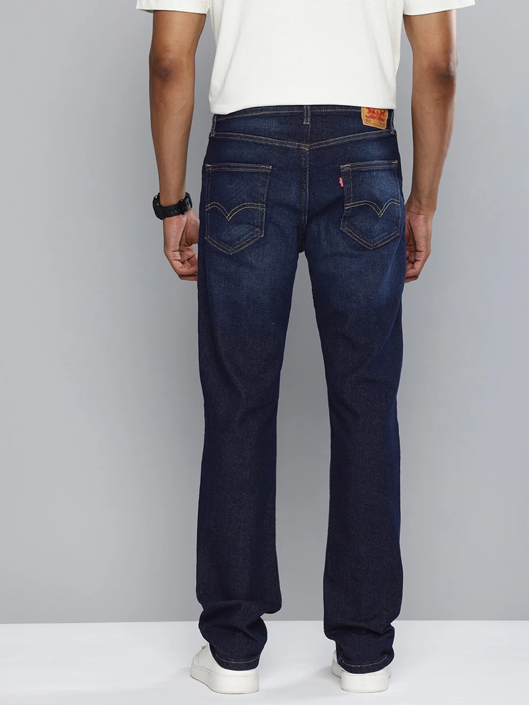 Men's 511 Navy Blue Slim Fit Mid Rise Jeans - Image 5