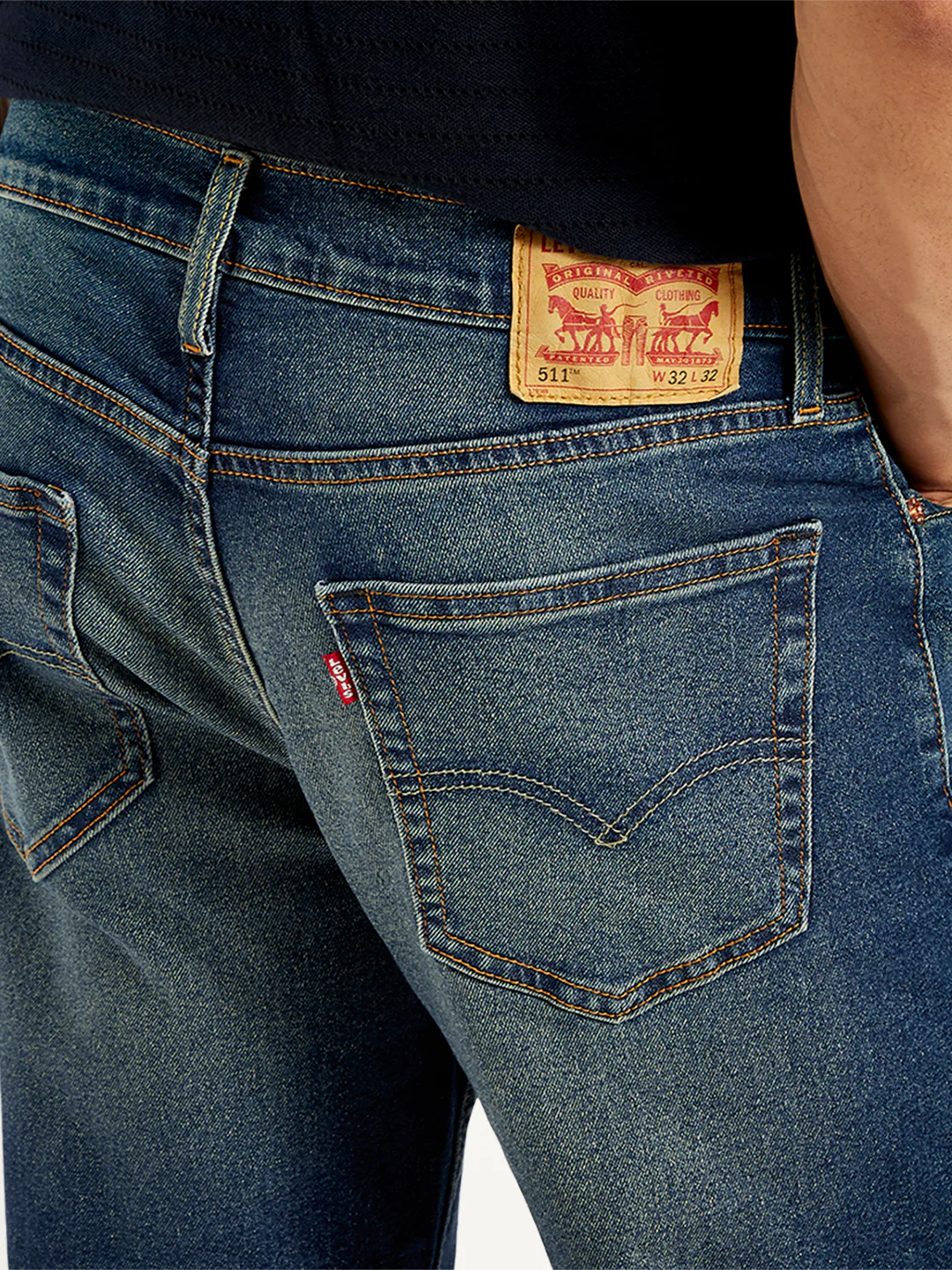 Men's 511 Navy Blue Slim Fit Mid Rise Jeans - Image 6
