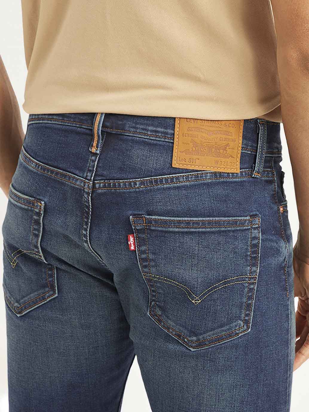 Men's 511 Navy Blue Slim Fit Mid Rise Jeans - Image 5