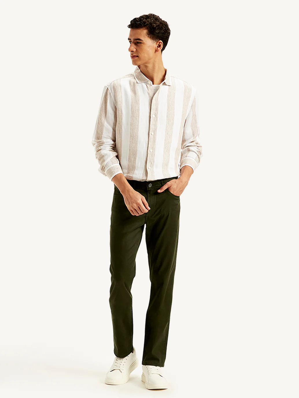 Men's Redloop 511 Olive Green Slim Fit Mid Rise Jeans - Image 3