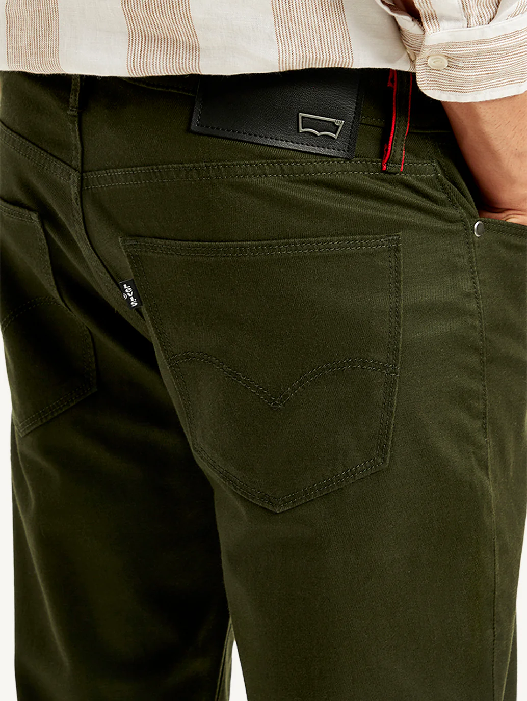 Men's Redloop 511 Olive Green Slim Fit Mid Rise Jeans - Image 6
