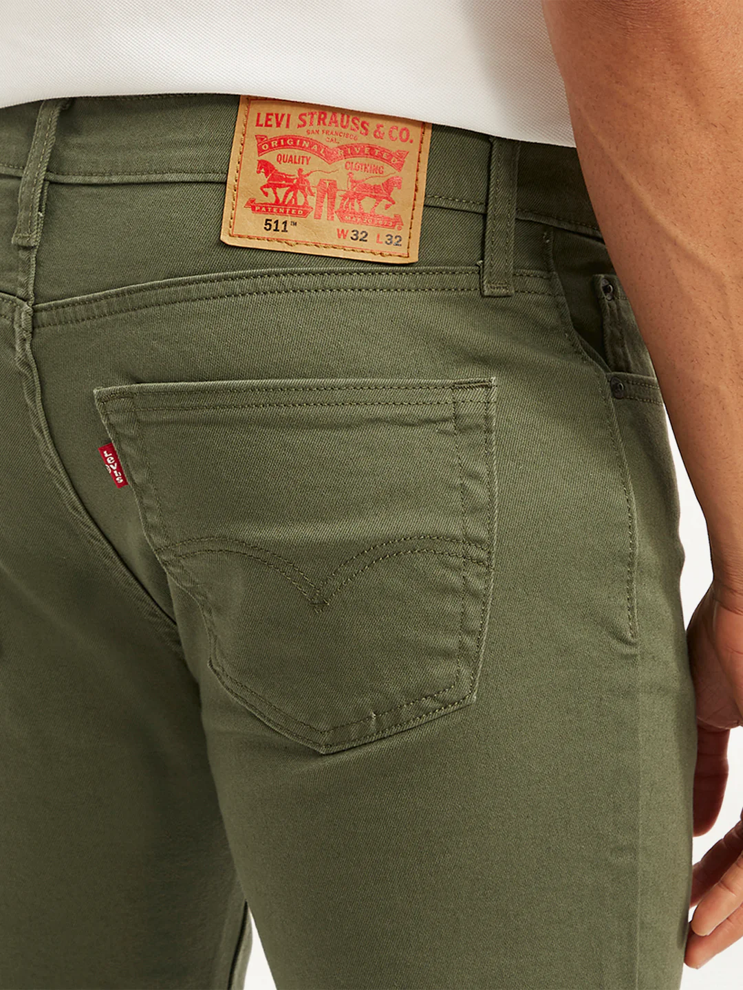 Men's 511 Olive Green Slim Fit Mid Rise Jeans - Image 6