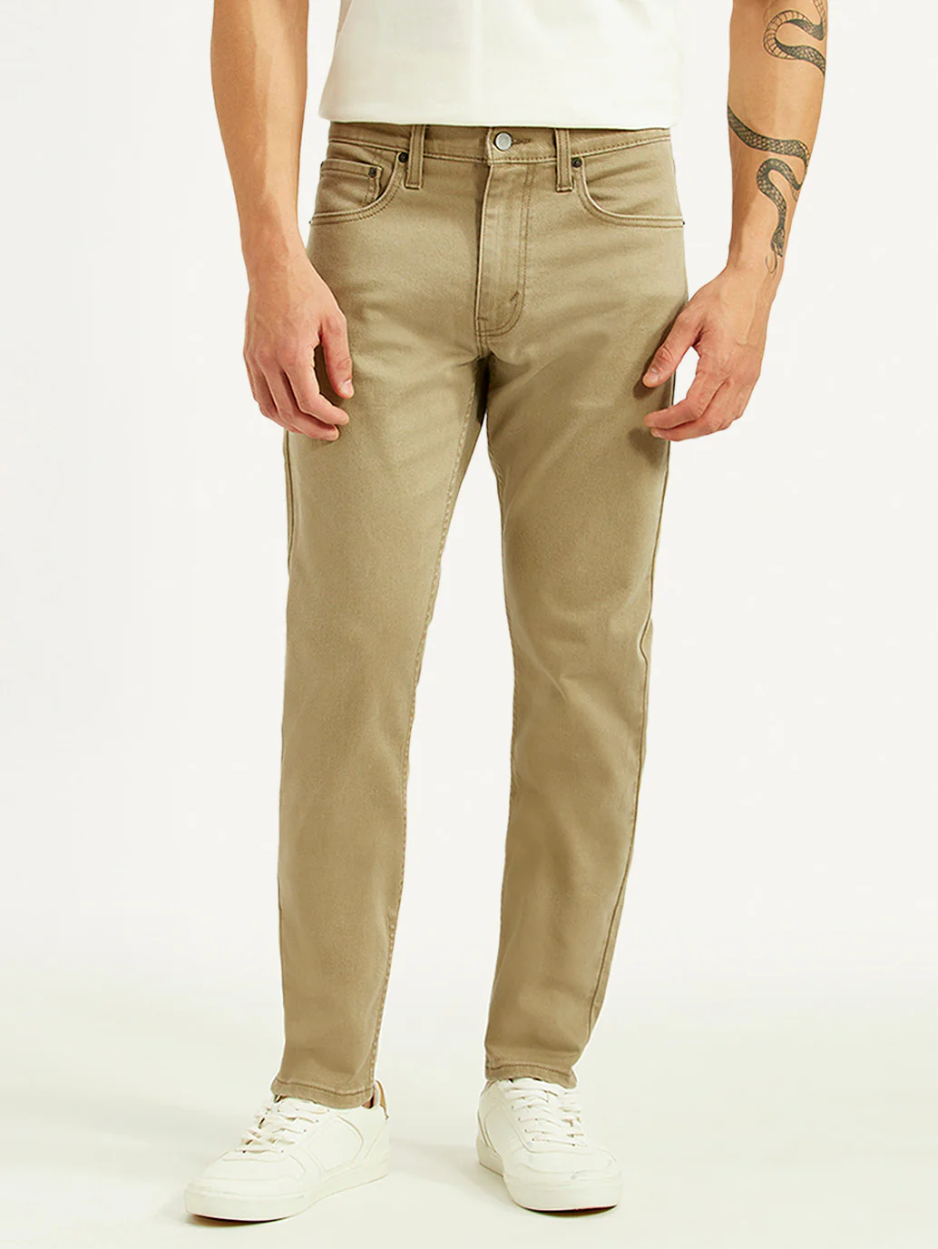 Men's 512 Beige Slim Tapered Fit Mid Rise Jeans - Image 3
