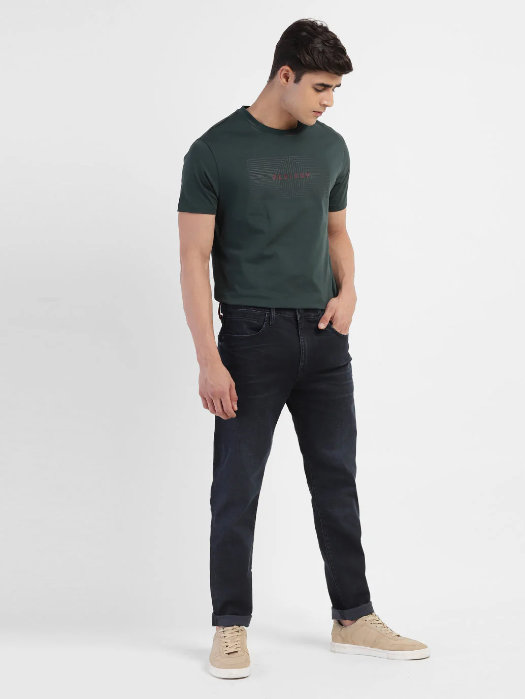 Men's Redloop 512 Blue Slim Tapered Fit Mid Rise Jeans