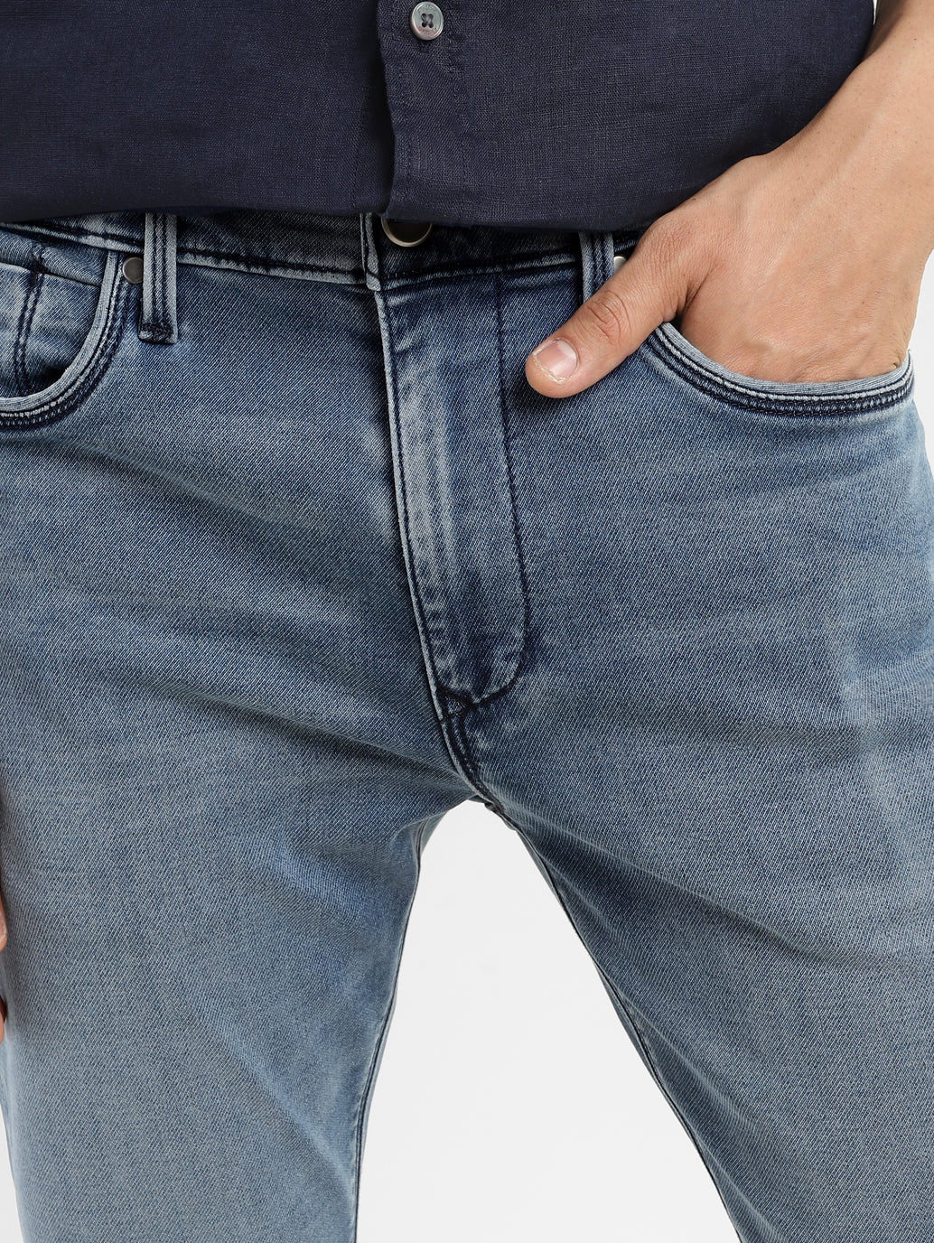 Men's Redloop 512 Blue Slim Tapered Fit Mid Rise Jeans - Image 5