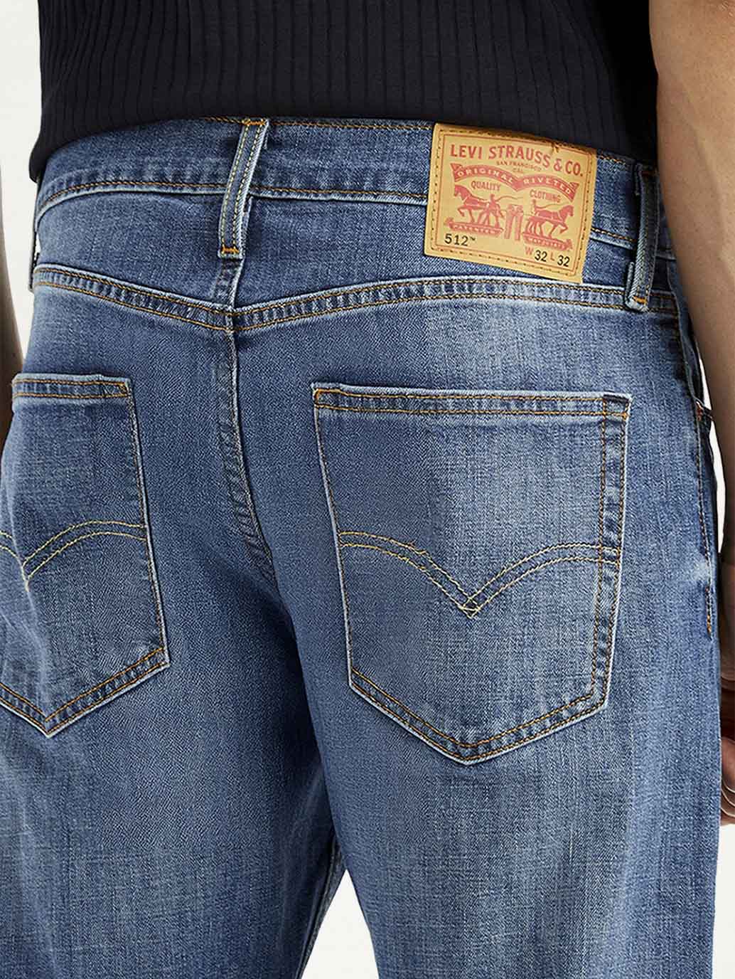 Men's 512 Blue Slim Tapered Fit Mid Rise Jeans - Image 6