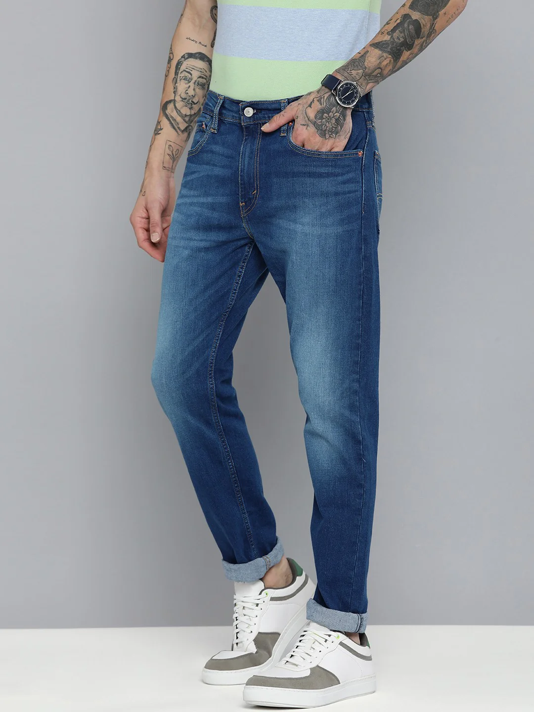 Men's 512 Blue Slim Tapered Fit Mid Rise Jeans - Image 3