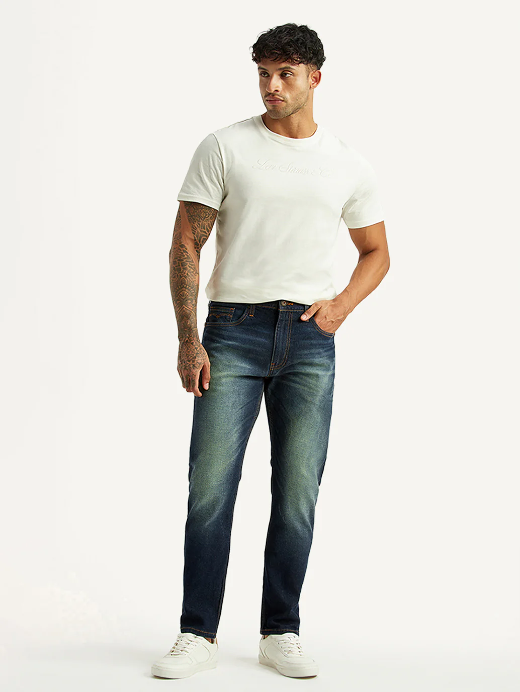 Men's Tinted 512 Dark Blue Slim Tapered Fit Mid Rise Jeans - Image 6