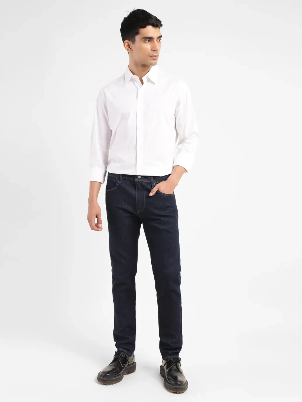 Men's Redloop 512 Navy Blue Slim Tapered Fit Mid Rise Jeans
