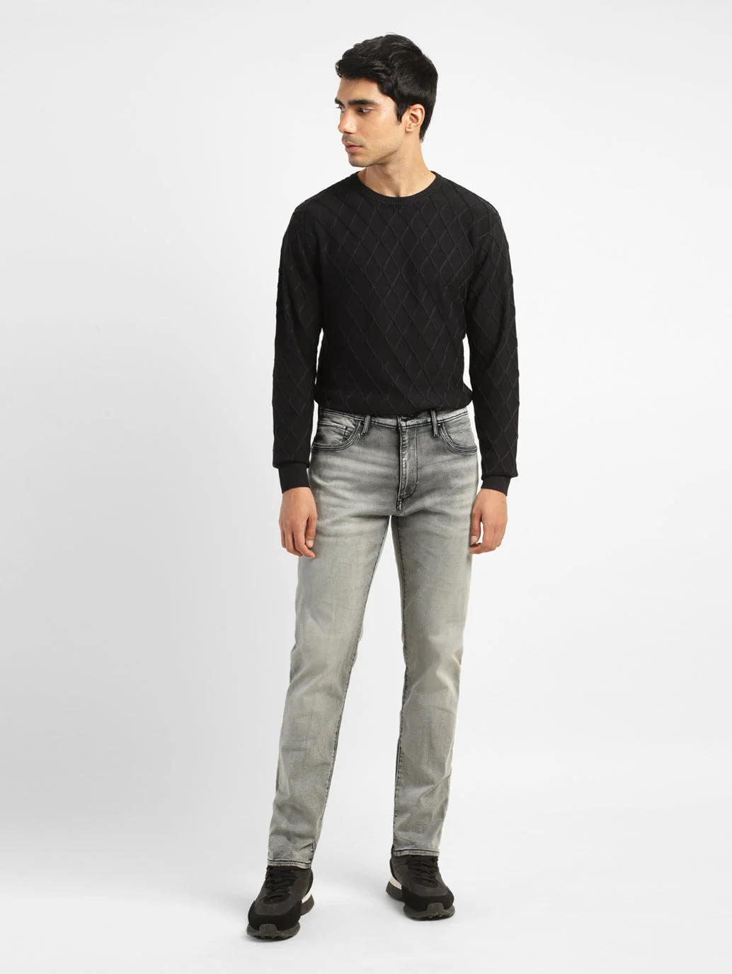 Men's Redloop 512 Grey Slim Tapered Fit Mid Rise Jeans - Image 8