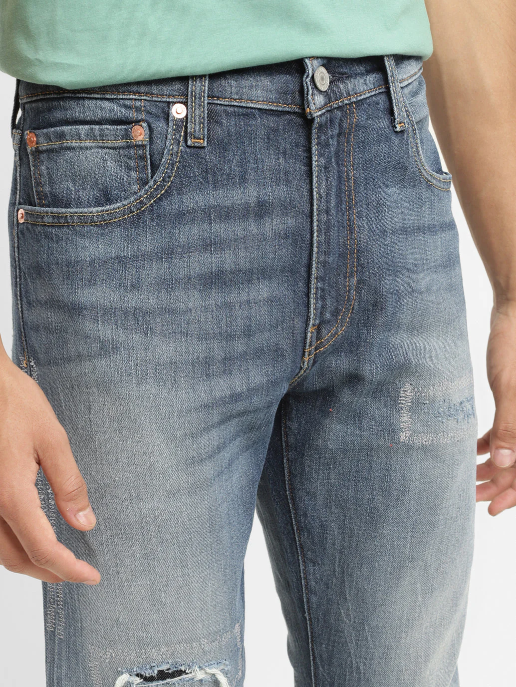Men's 512 Blue Slim Tapered Fit Mid Rise Jeans - Image 5