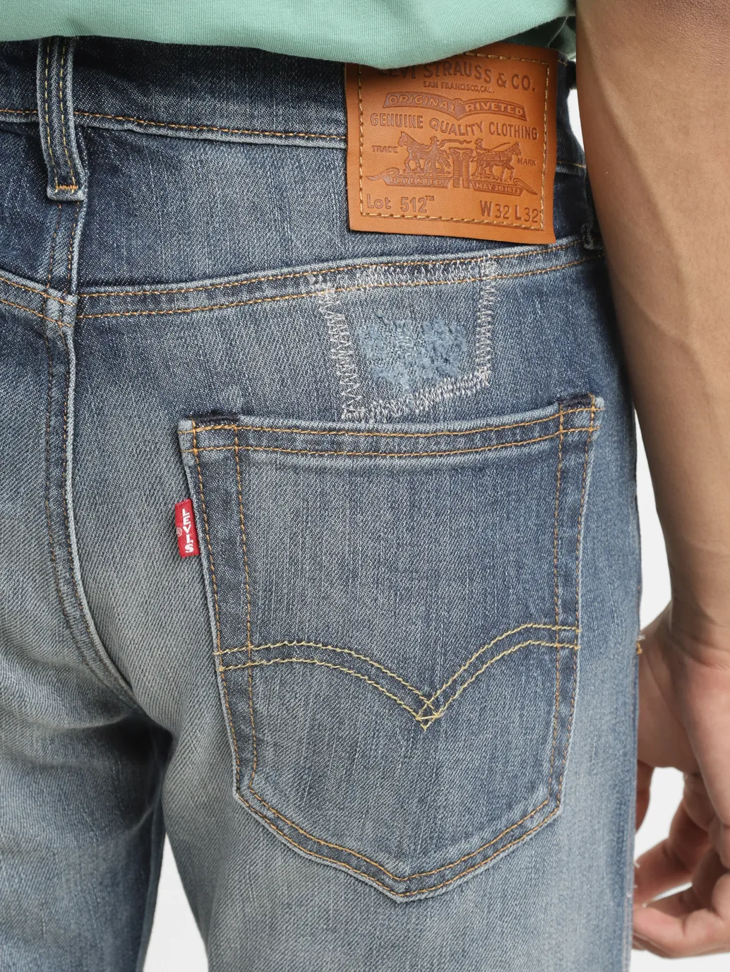 Men's 512 Blue Slim Tapered Fit Mid Rise Jeans - Image 7