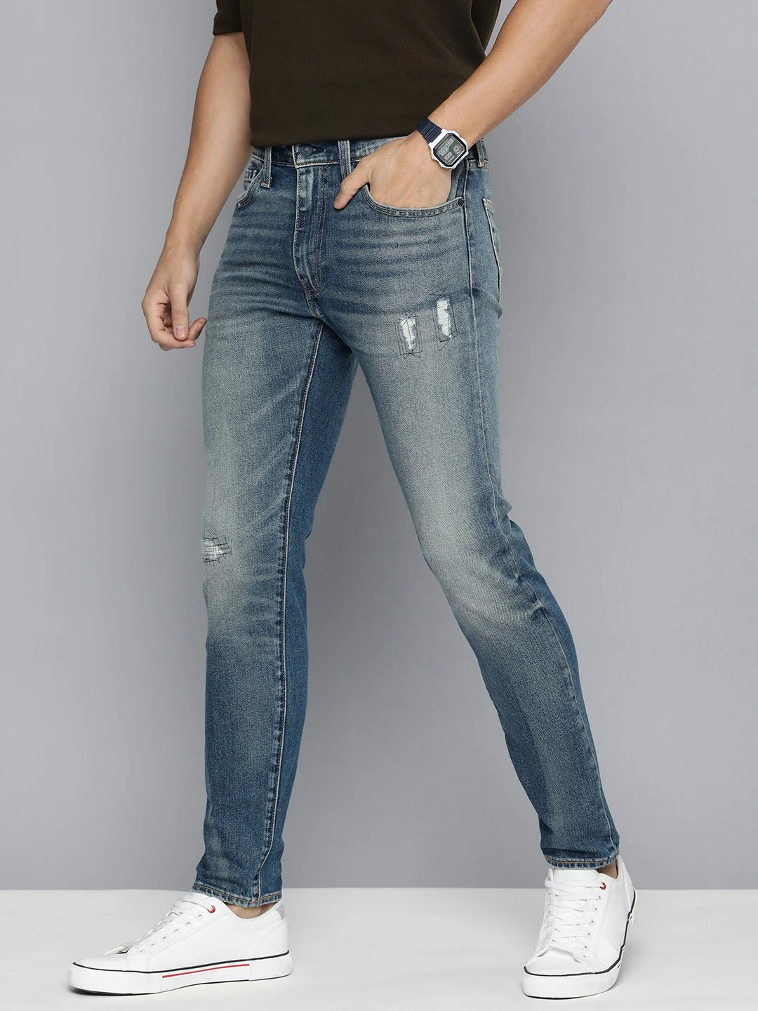 Men's 512 Blue Slim Tapered Fit Mid Rise Jeans - Image 5