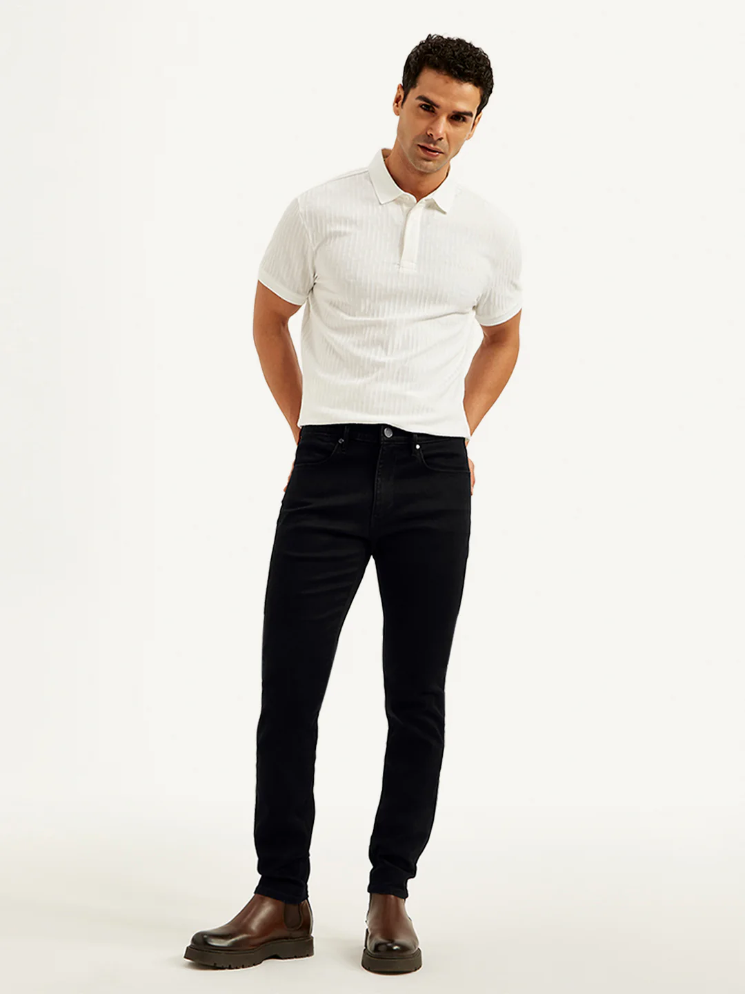 Men's Redloop 512 Black Slim Tapered Fit Mid Rise Jeans