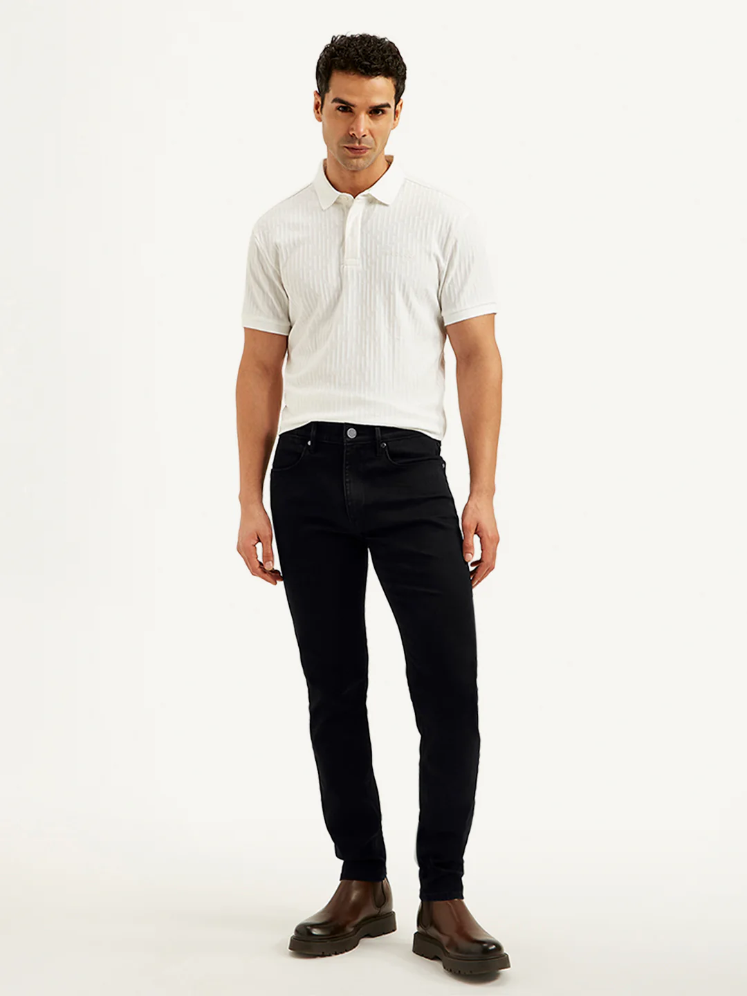 Men's Redloop 512 Black Slim Tapered Fit Mid Rise Jeans - Image 2