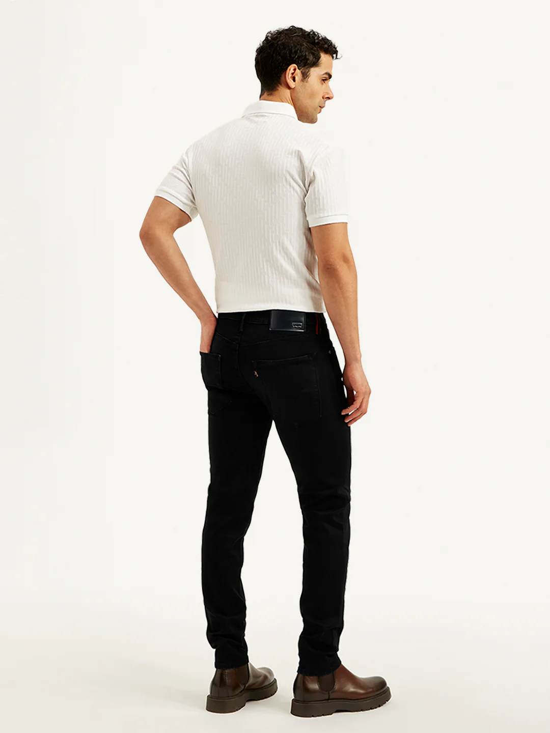 Men's Redloop 512 Black Slim Tapered Fit Mid Rise Jeans - Image 3