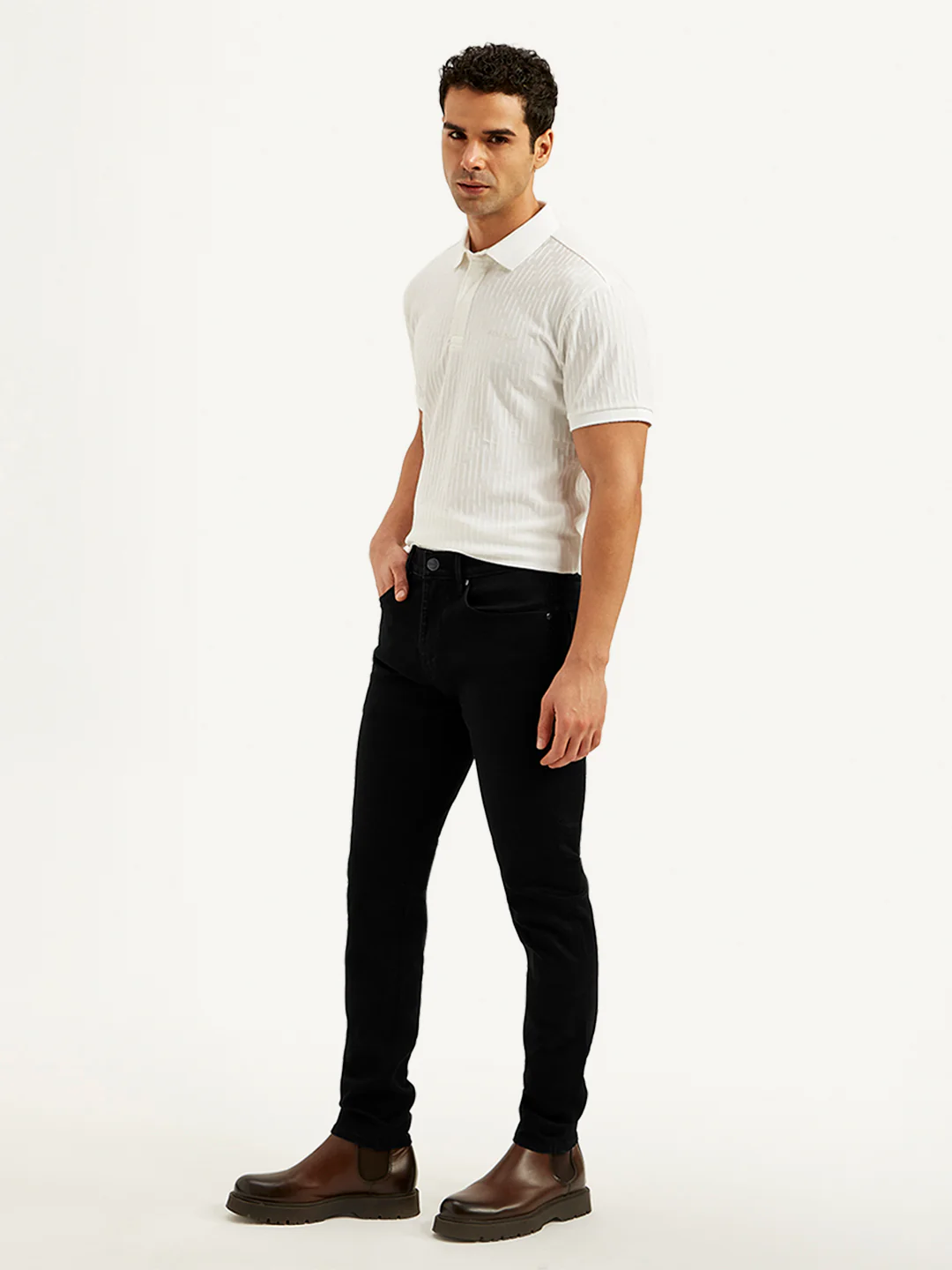 Men's Redloop 512 Black Slim Tapered Fit Mid Rise Jeans - Image 5