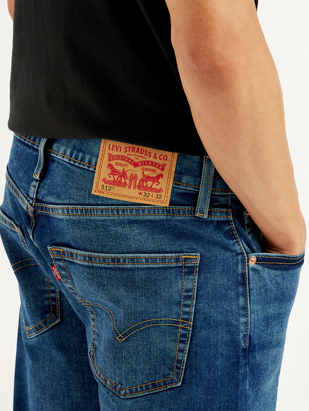 Men's 512 Blue Slim Tapered Fit Mid Rise Jeans - Image 5