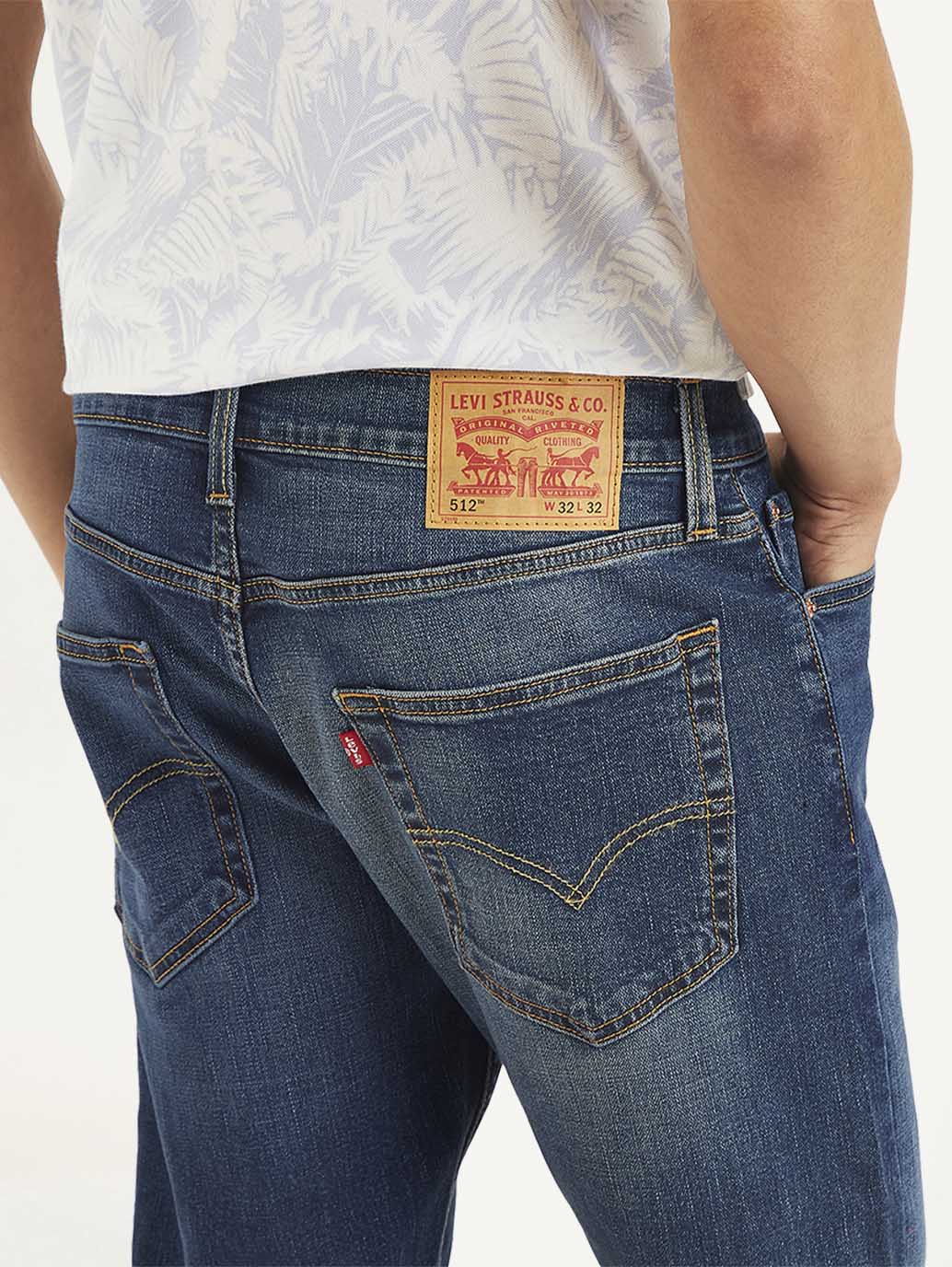 Men's 512 Blue Slim Tapered Fit Mid Rise Jeans - Image 6
