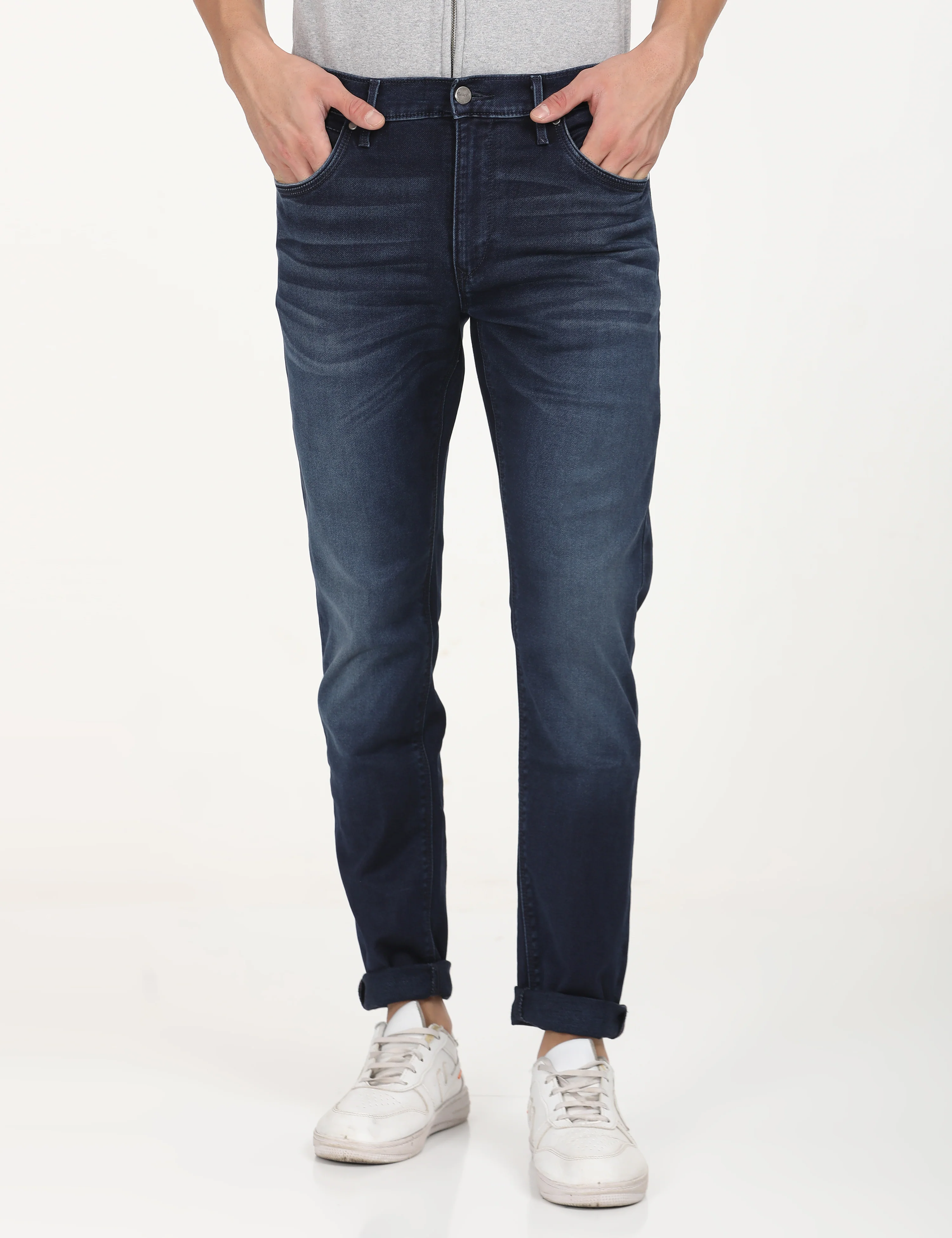 Men's Redloop 512 Navy Blue Slim Tapered Fit Mid Rise Jeans
