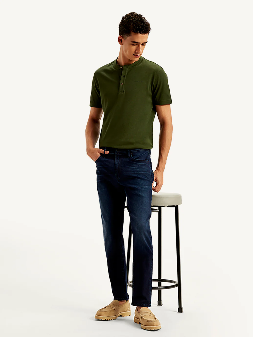 Men's Redloop 512 Navy Blue Slim Tapered Fit Mid Rise Jeans