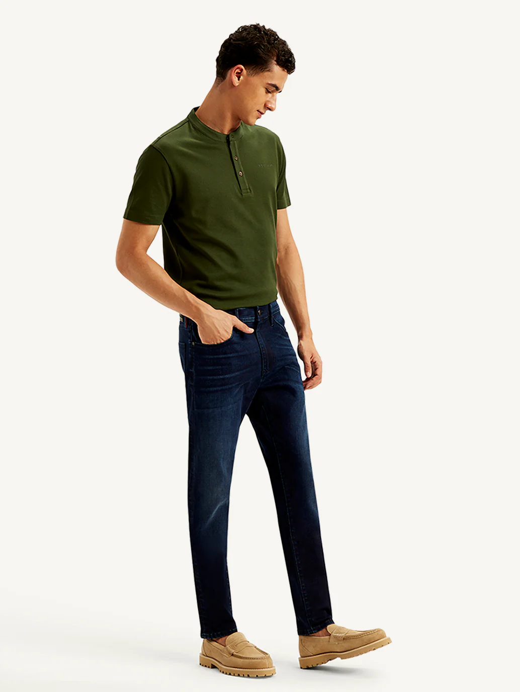 Men's Redloop 512 Navy Blue Slim Tapered Fit Mid Rise Jeans - Image 6