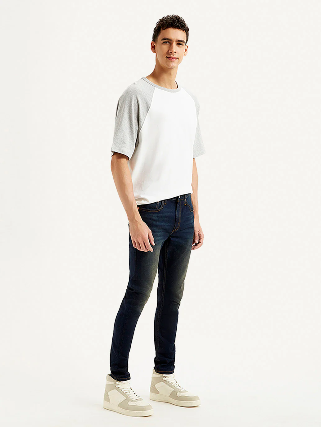 Men's Navy Blue Skinny Tapered Fit Mid Rise Jeans - Image 3