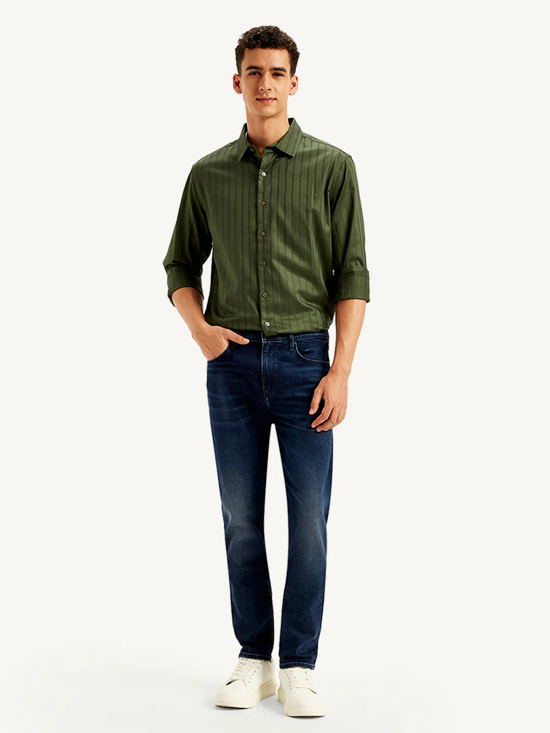 Men's Redloop 512 Navy Blue Slim Tapered Fit Mid Rise Jeans