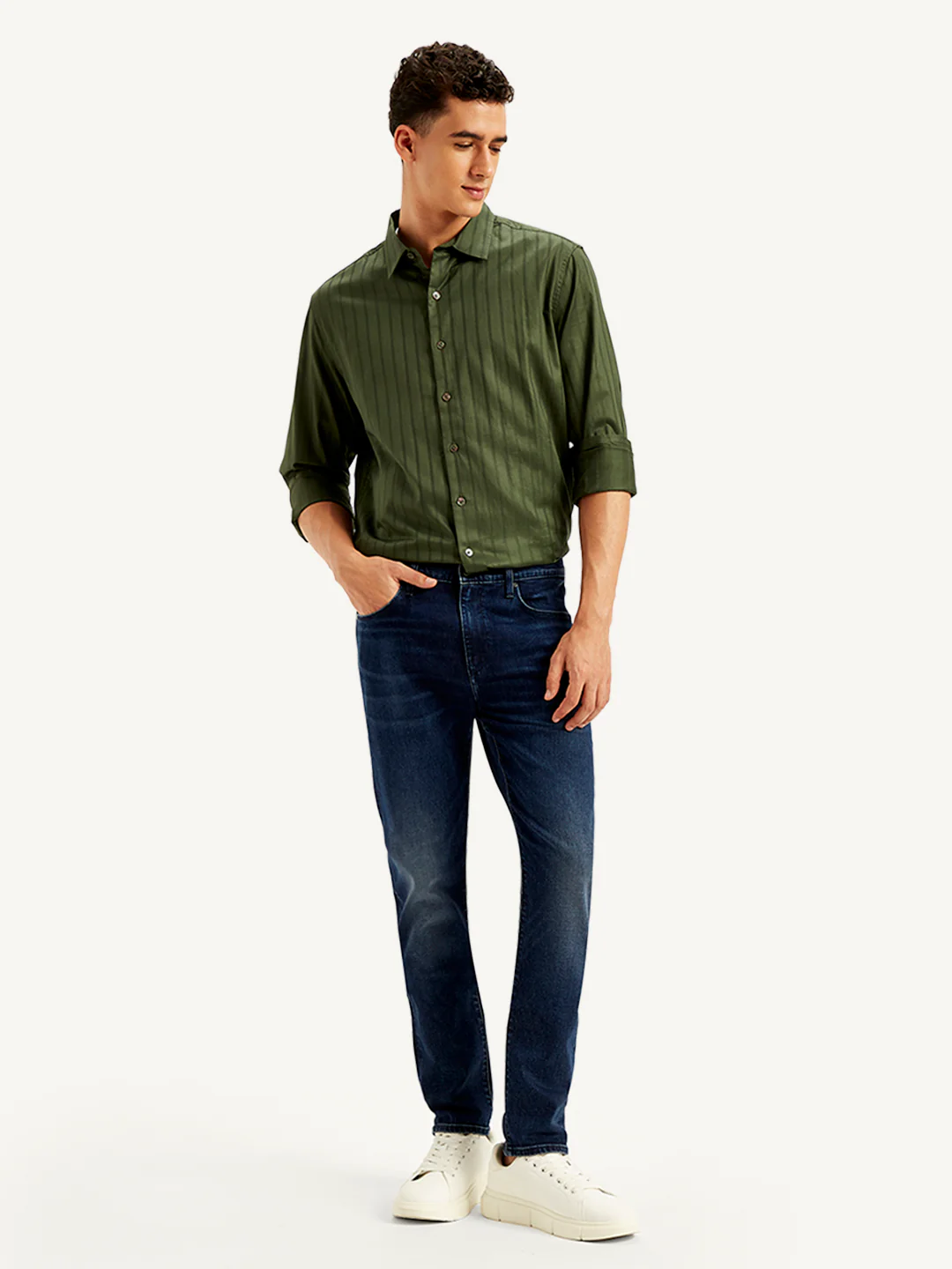 Men's Redloop 512 Navy Blue Slim Tapered Fit Mid Rise Jeans - Image 6