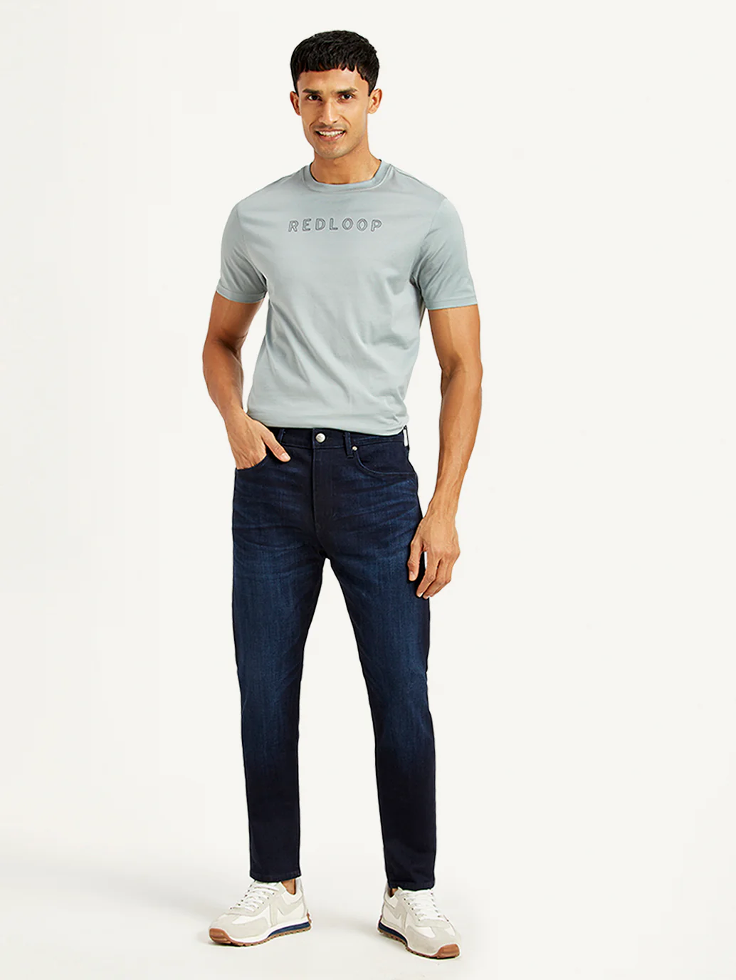 Men's Redloop 512 Navy Blue Slim Tapered Fit Mid Rise Jeans - Image 2